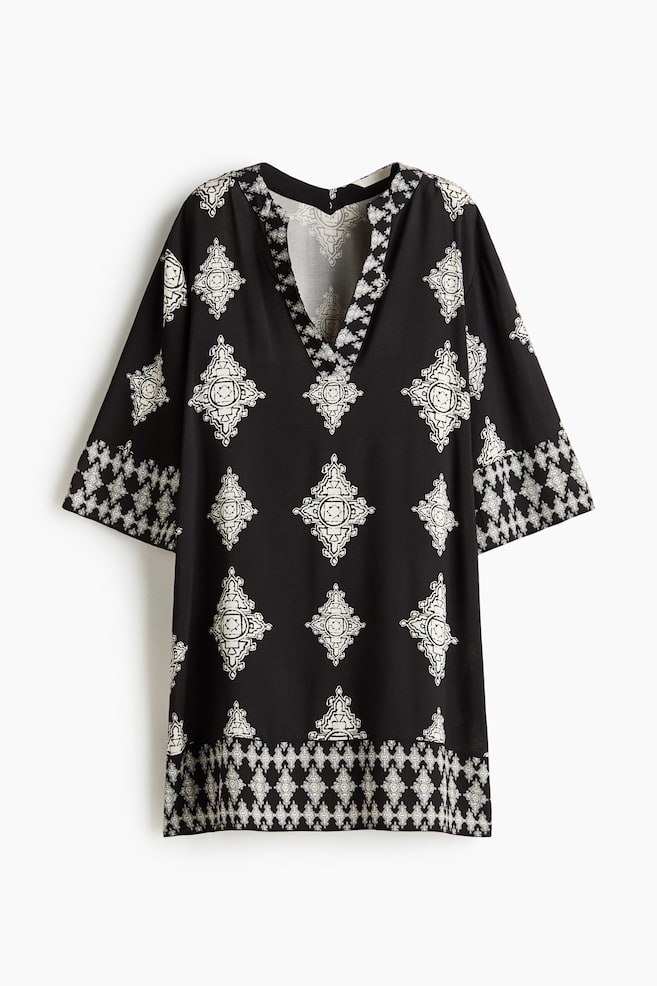Vestido túnica em viscose - Preto/Padrão/Creme/Padrão/Castanho escuro/Castanho escuro/Padrão zebra/Preto/Padrão/Azul/Cornucópias - 1