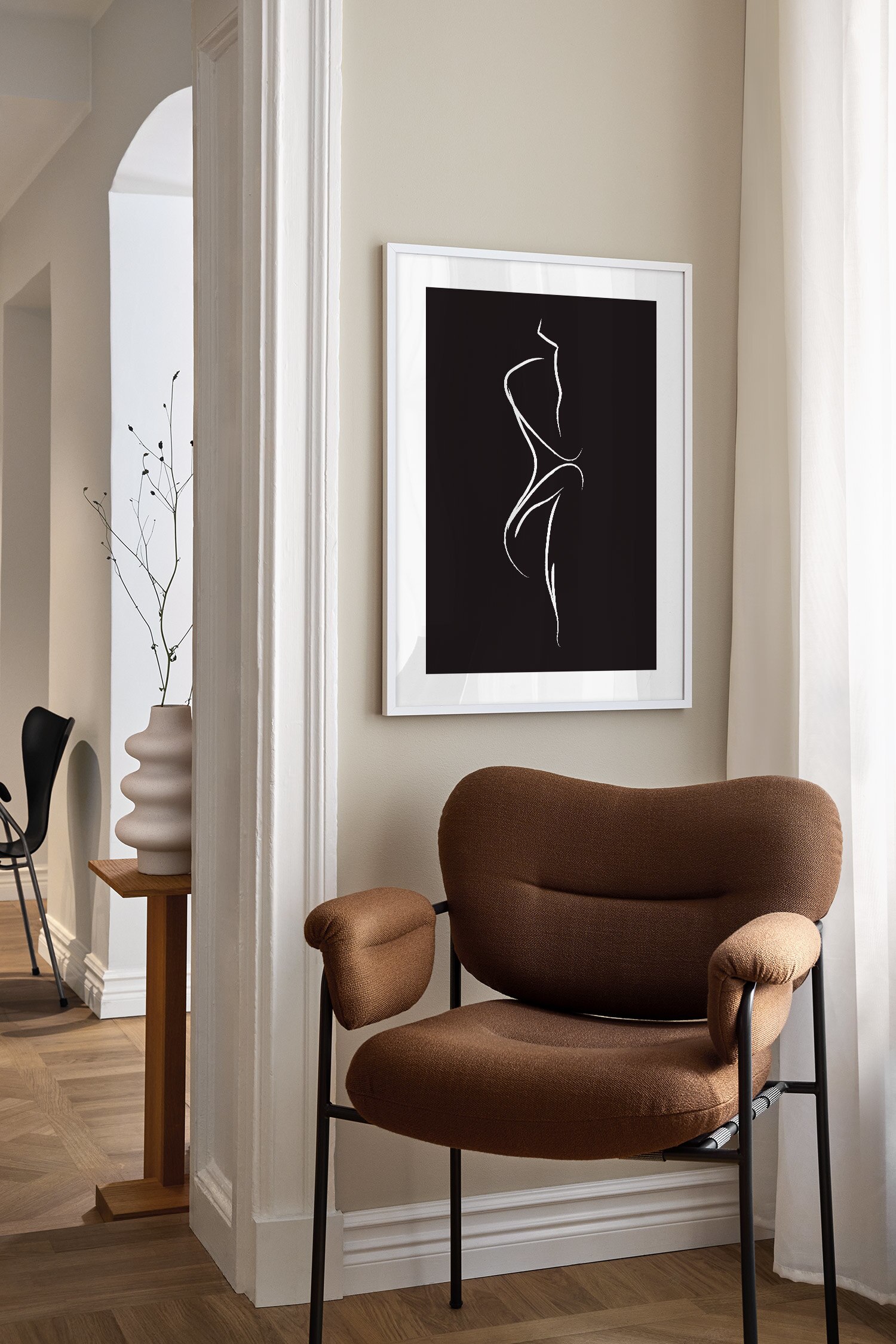Thinking Line Poster - Svart/vit