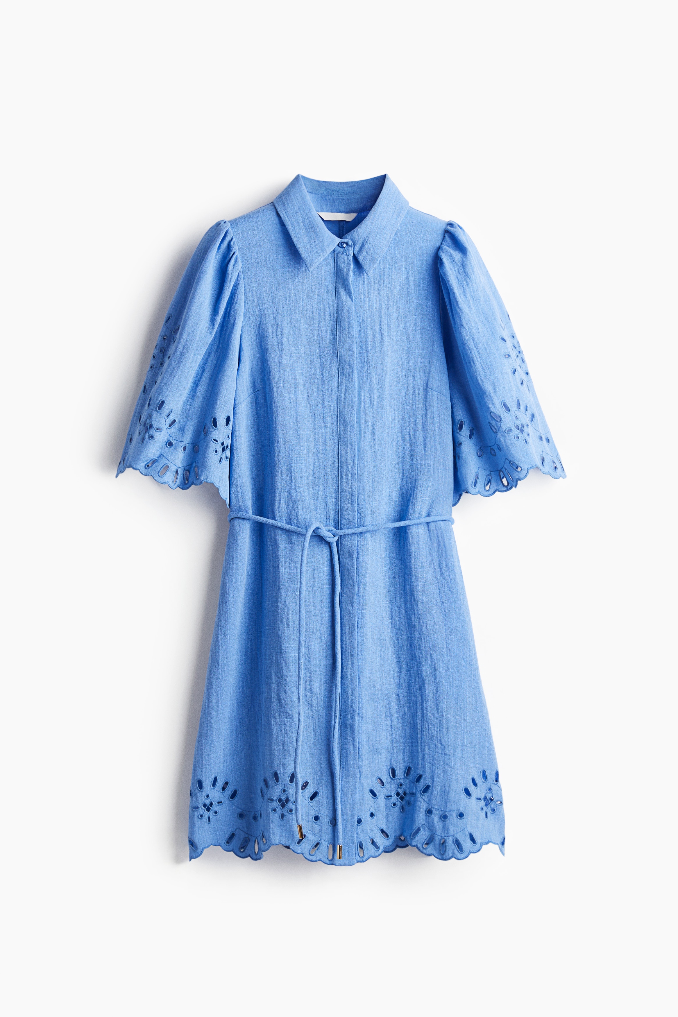 Eyelet Embroidered Dress - Blue/Black/White