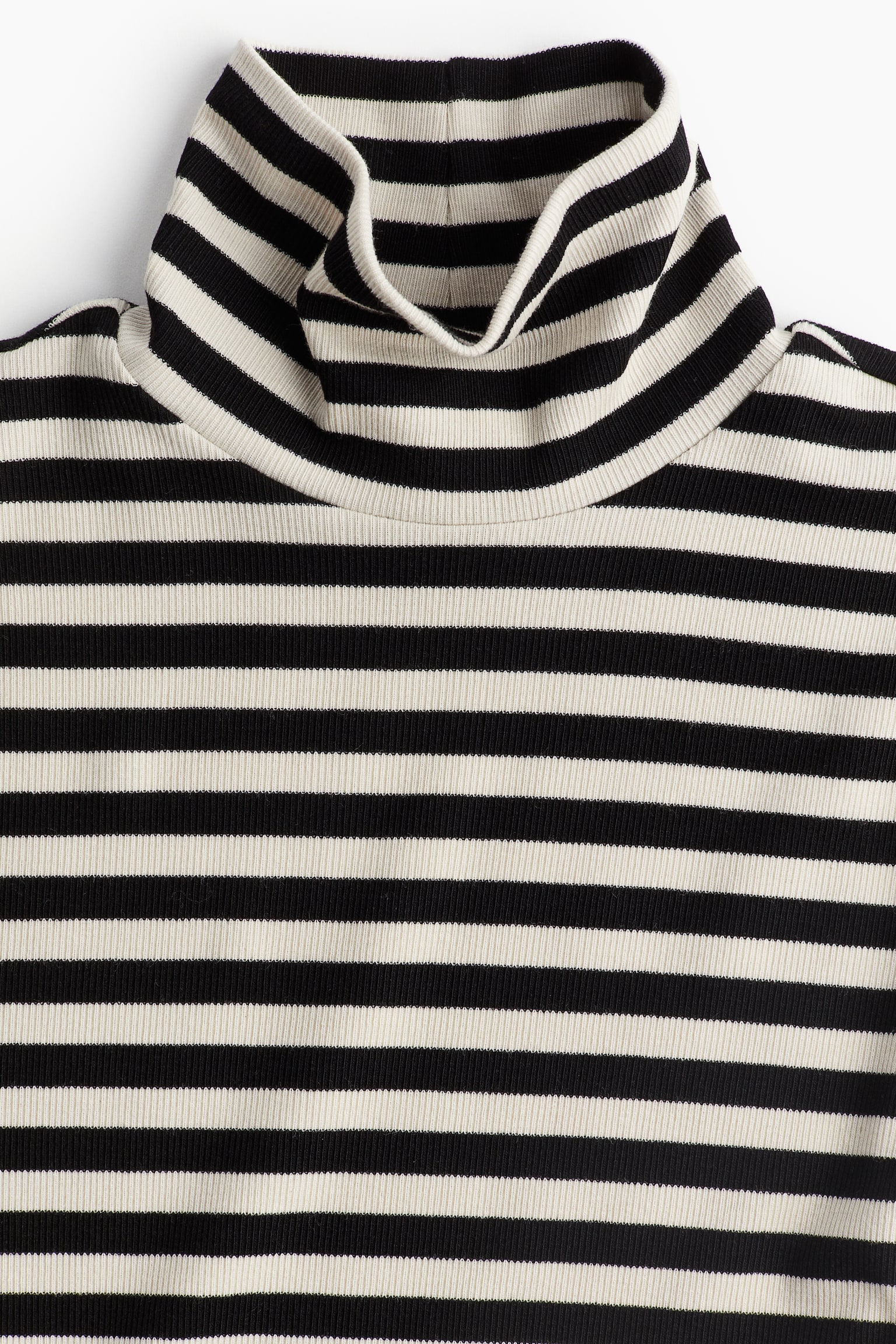 Modal-blend polo-neck top - Black/Striped/Light blue/Dark grey marl - 3