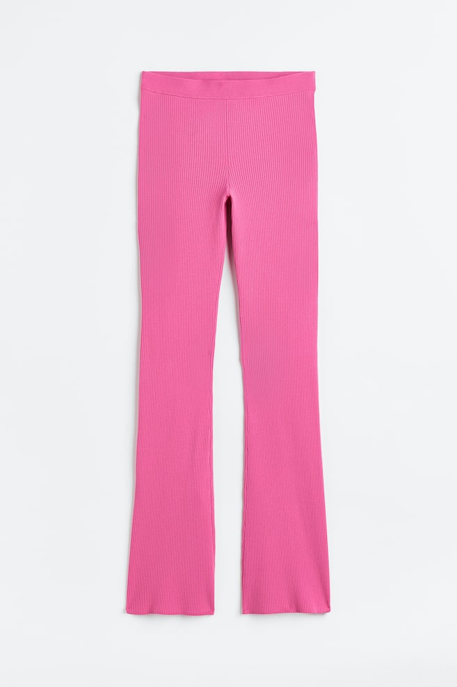 Ribbed flared trousers - Pink/Mole - 1