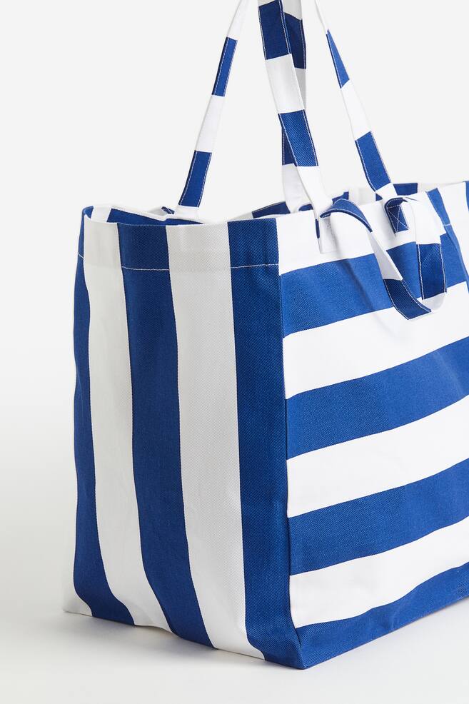 Cotton canvas beach bag - Bright blue/Striped/Pink/Striped/Light beige/Striped/Yellow/Striped/dc/dc - 3