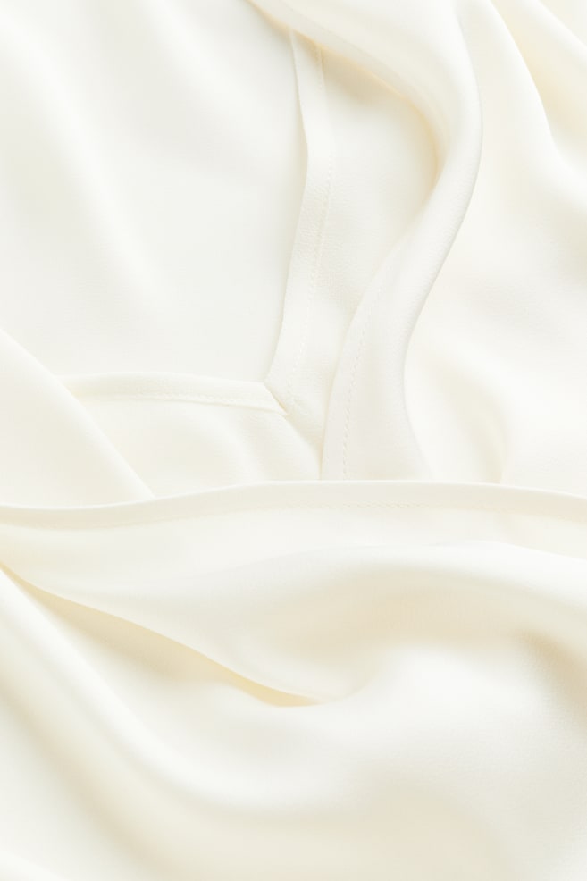 Wrapover satin blouse - Cream/Black/Striped/Black - 5