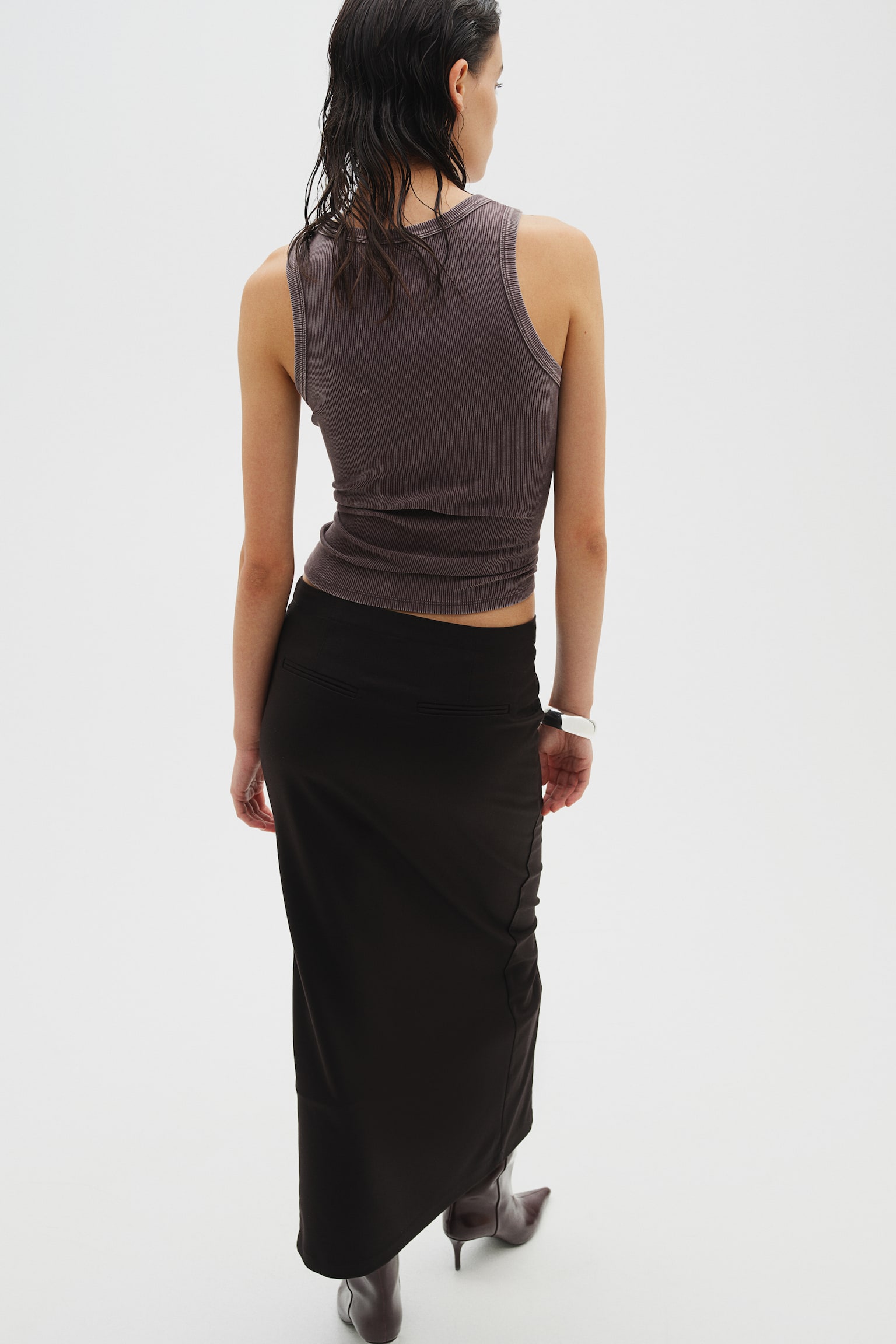 Tailored pencil skirt - Black/Grey marl - 5