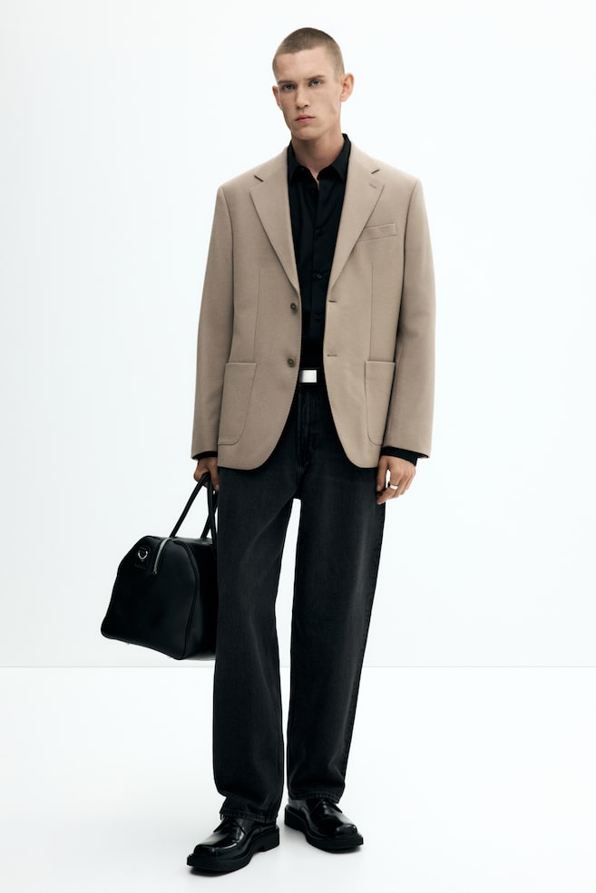 Veste Regular Fit en cachemire mélangé - Beige/Marron foncé - 2