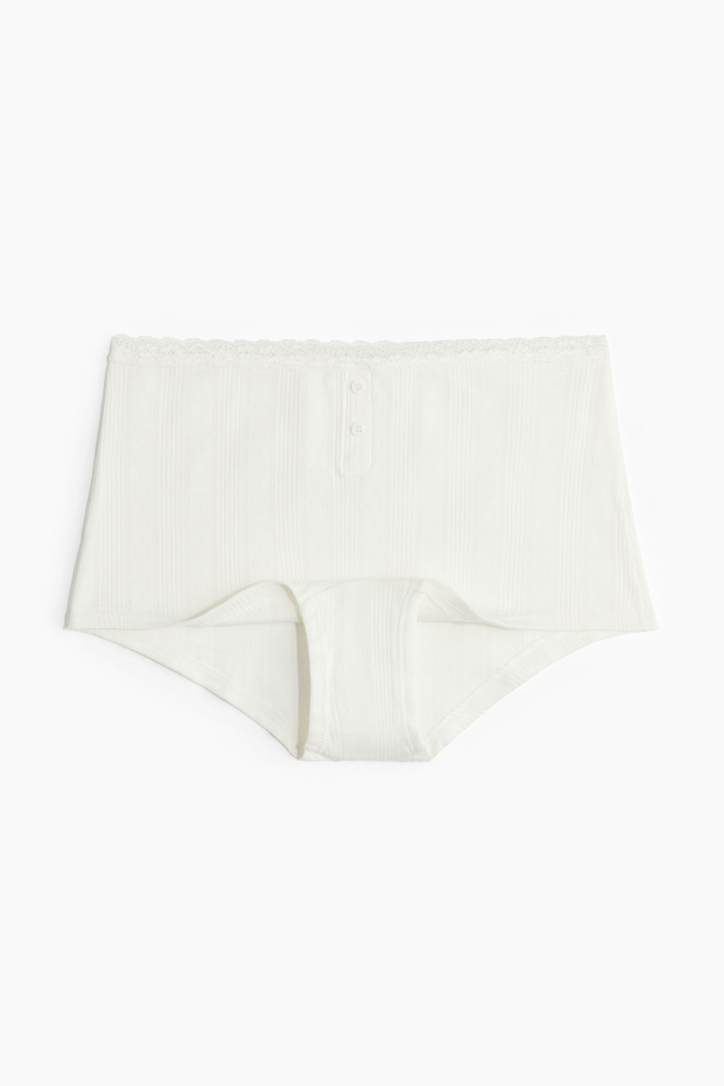 Ażurowe bawełniane figi shortie - Biały