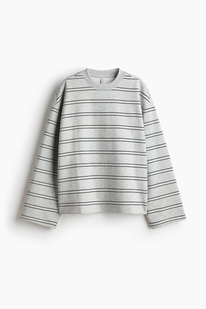 Oversized Sweatshirt - Light gray melange/striped/Dark brown/striped/Dark blue/white - 1