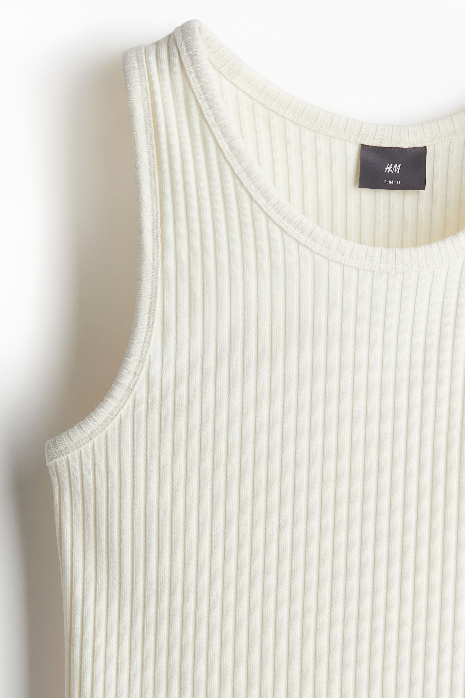 Slim Fit Wide-ribbed vest top - Cream/Dark grey marl/Black - 4