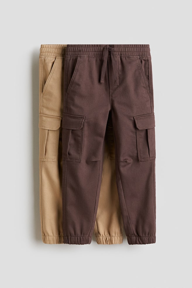 2-Pack Cargo Joggers - Brown/beige - 1