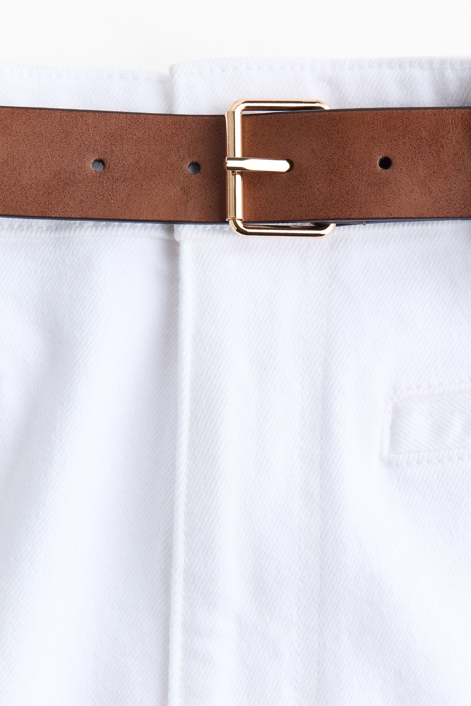 Flared twill trousers - White - 5