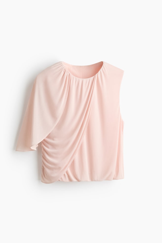 Cropped cape-detail top - Pale pink - 1