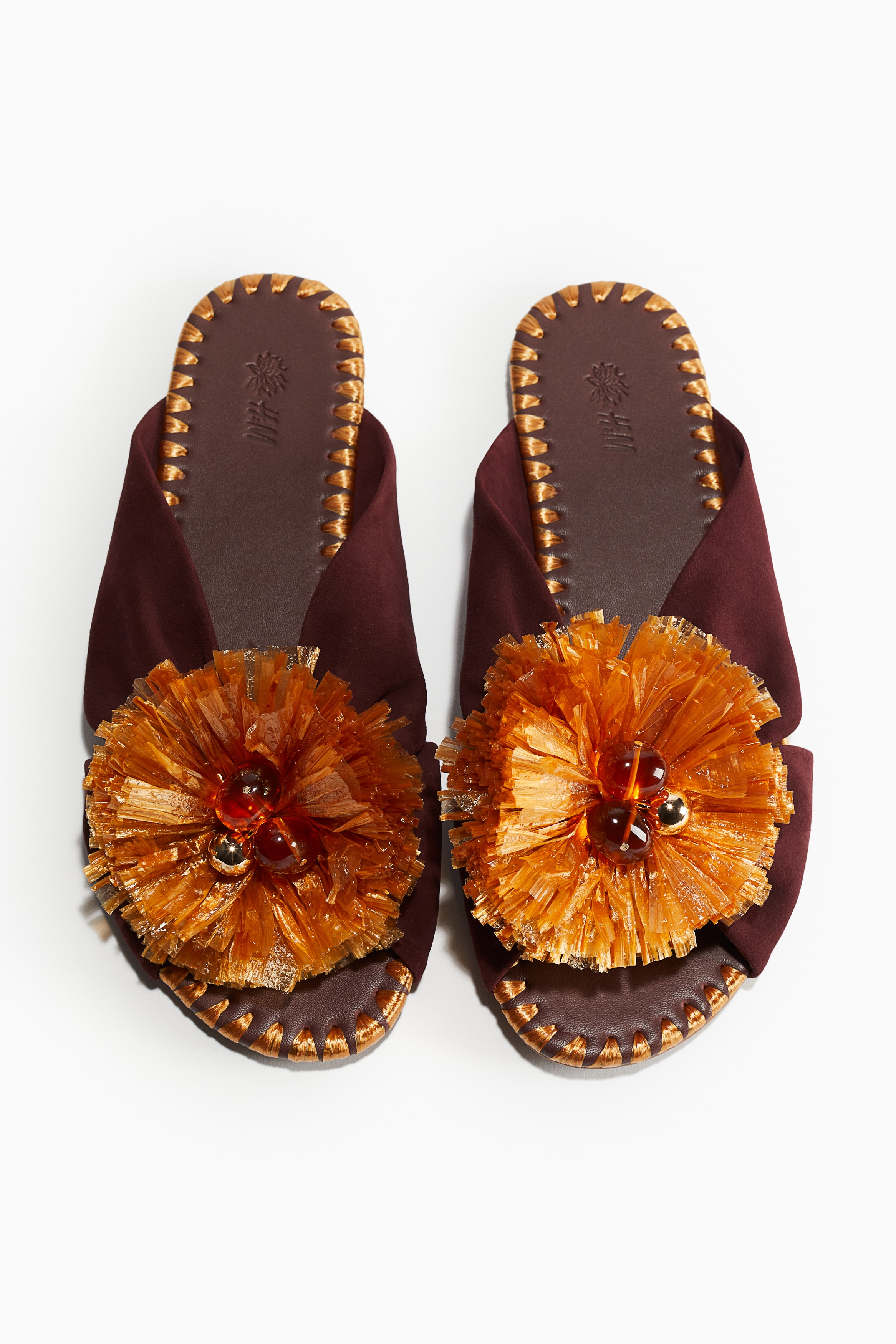 Lädersandaler med tofs - Mörkbrun