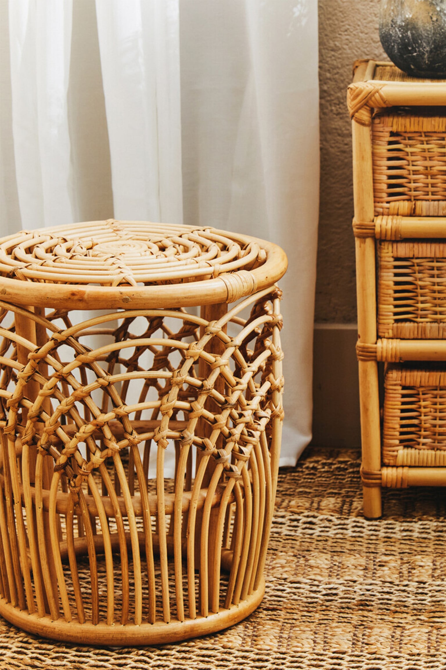 Mataram Rattan Side Table - Natural - 2