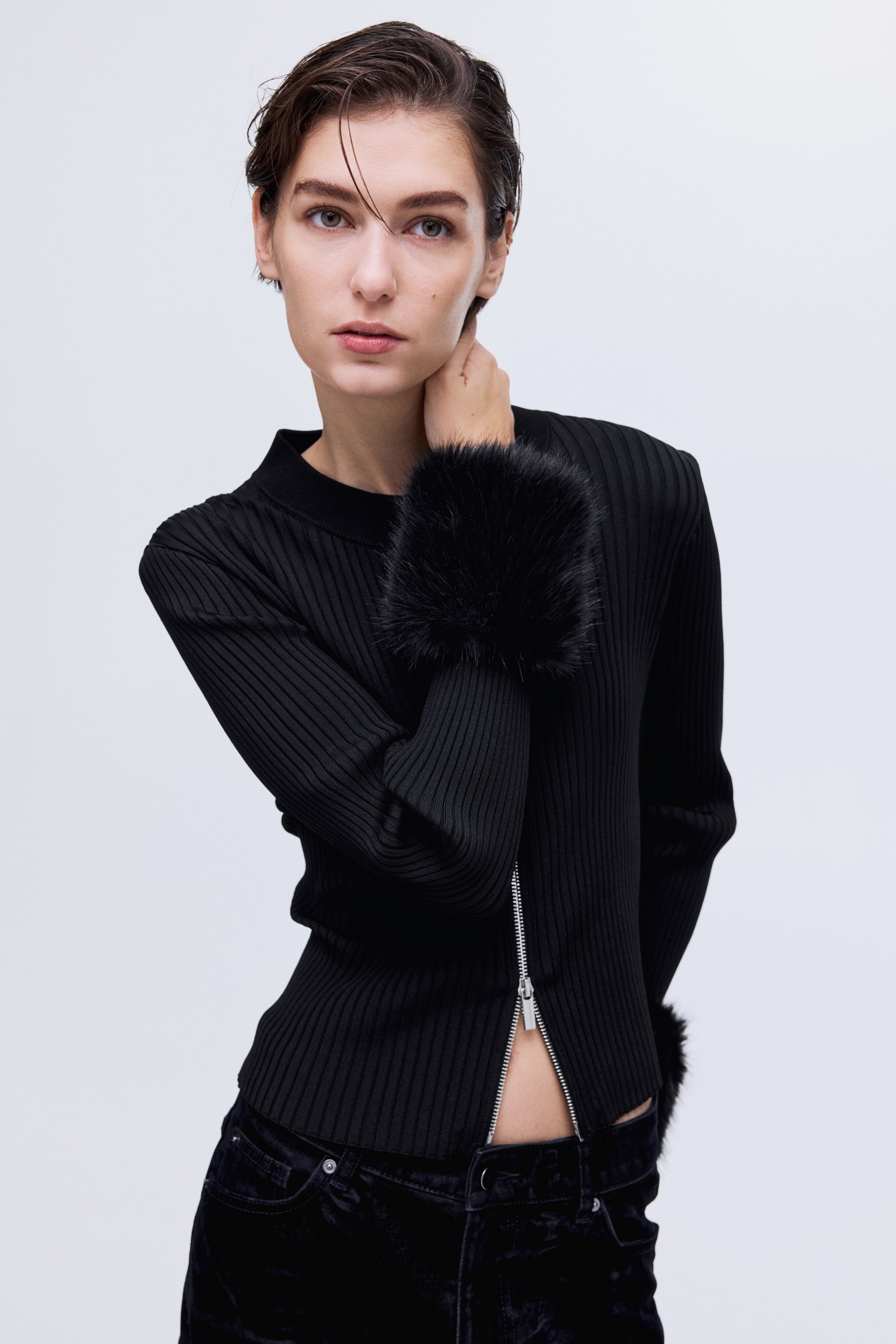 View larger image: Zip-through cardigan - Black - Ladies | H&M 1