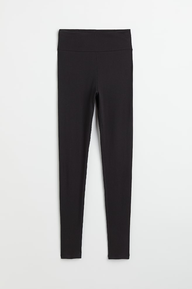 High-waisted leggings - Black/Black/Light grey marl - 2