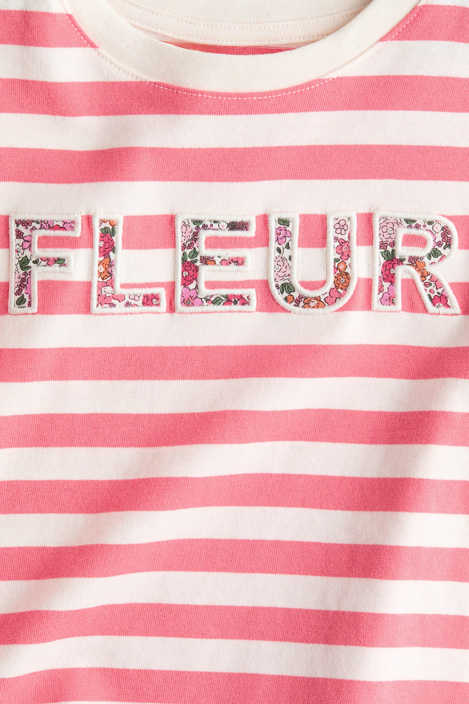 T-shirt i bomuld med applikationer - Hindbærrosa/Fleur - 4