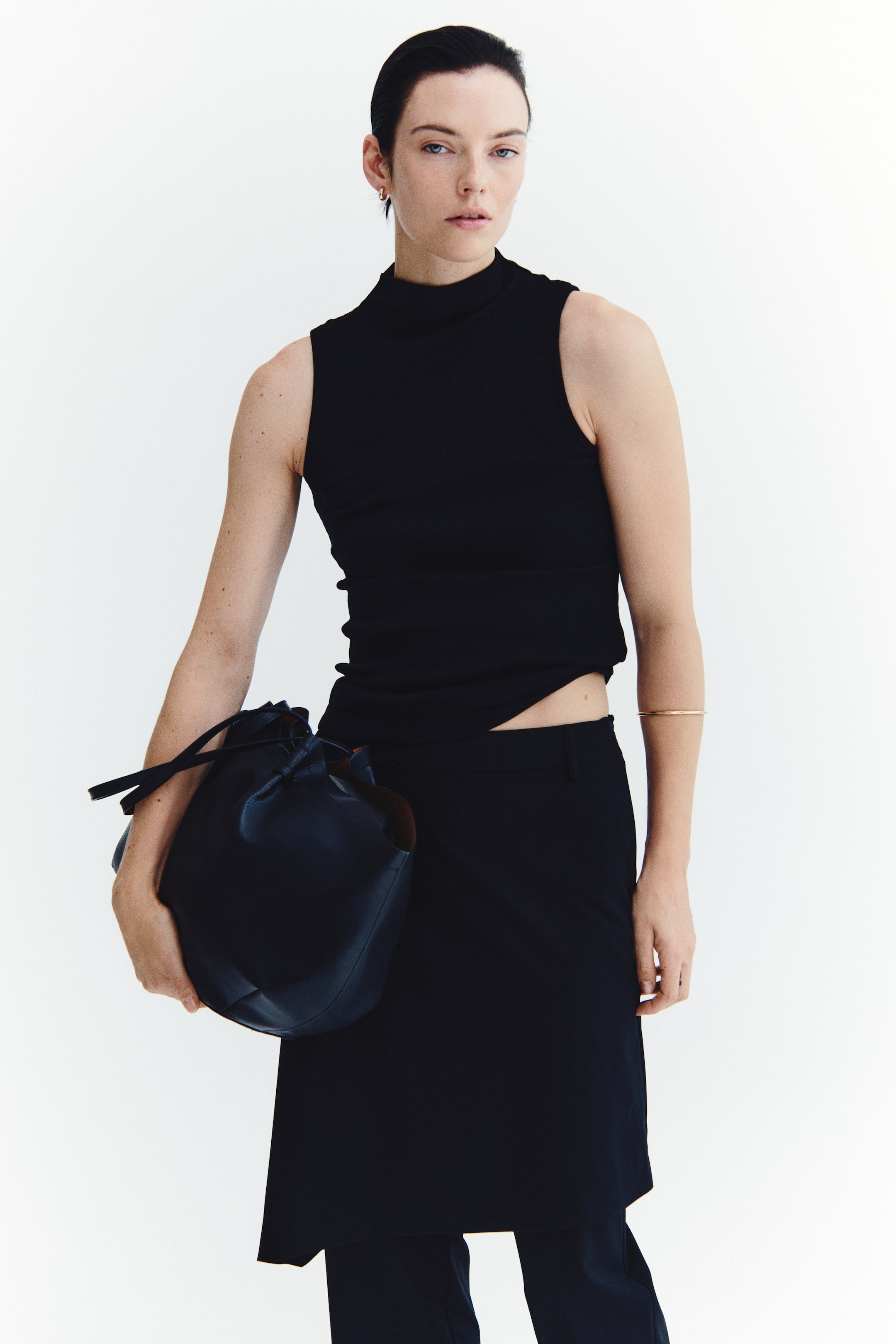 Silk-Blend Mock Turtleneck Top