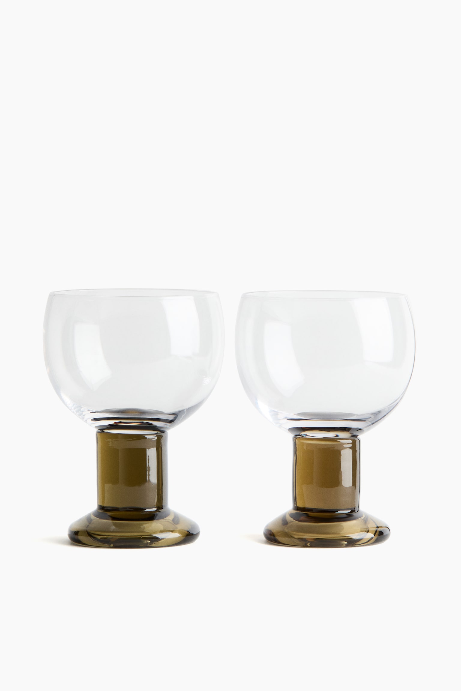2-pack hand-blown wine glasses - Transparent/Olive green