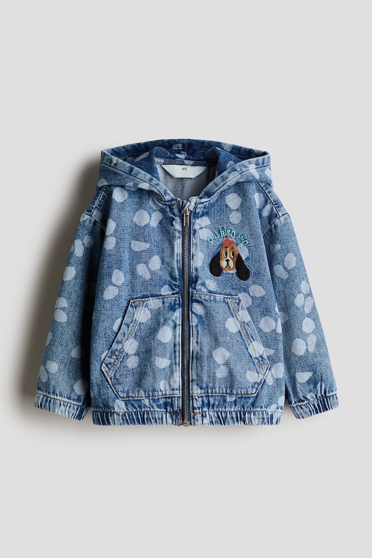 Hooded denim jacket Denim blue/Oui bien sûr Kids H&M IN