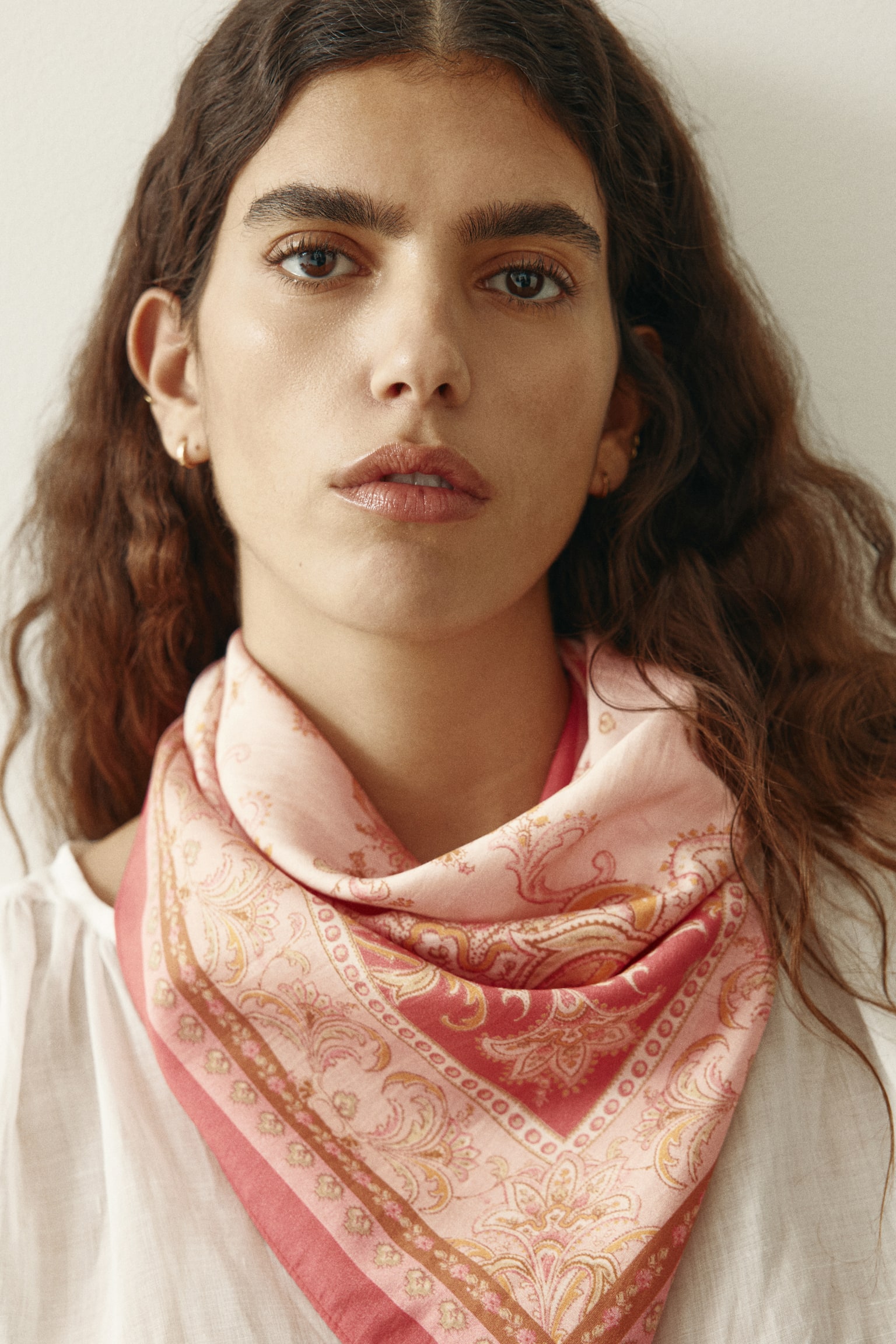 Patterned scarf - Powder pink/Paisley pattern/Light beige/Light blue/Dark blue/Burgundy/Green/Orange/Paisley pattern/Navy blue/Patterned/White/Zebra print/Bright blue/Knots/Rust red/Yellow - 1