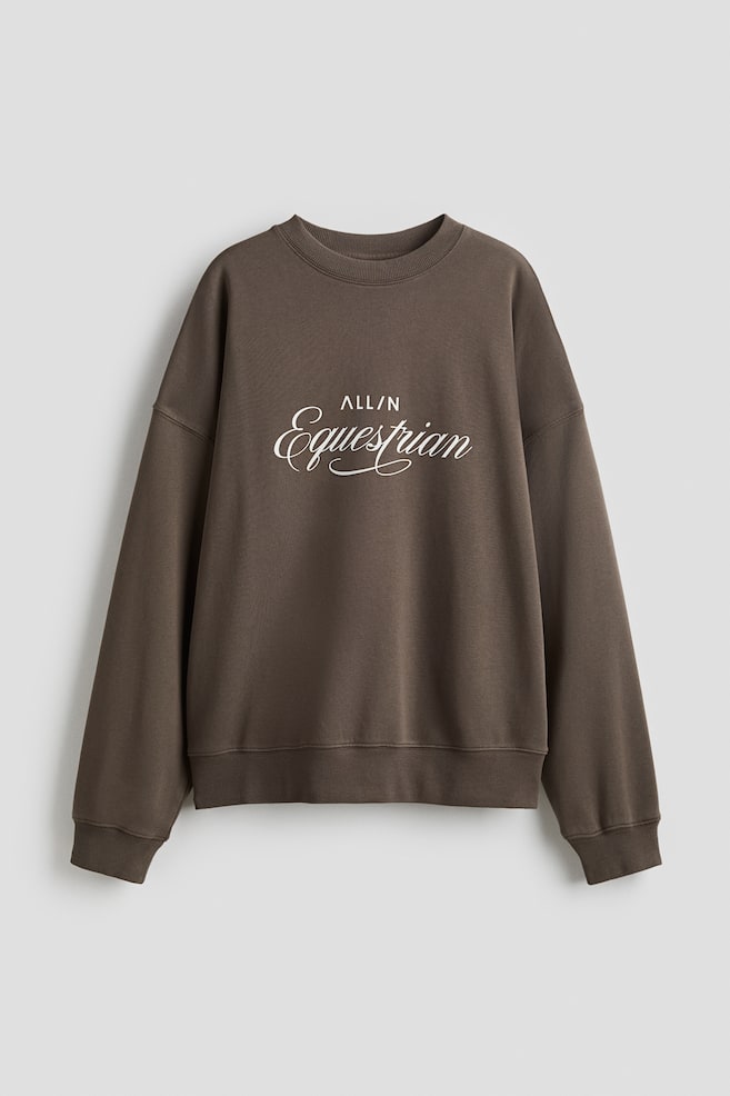 Printed sports sweatshirt - Brown/Navy blue/Chocolate plum - 1