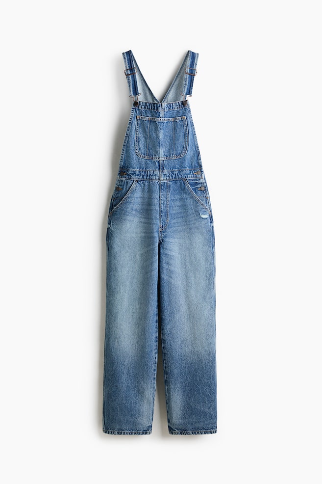 Latzhose aus Baumwolldenim - Helles Denimblau/Weiß - 1