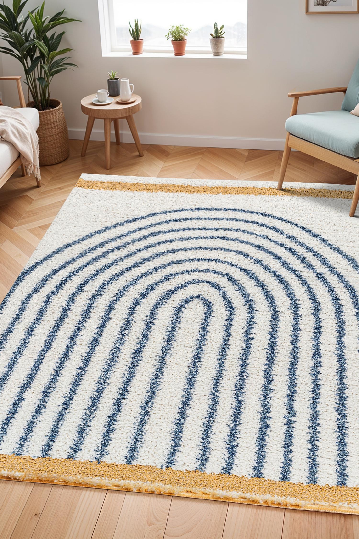 Shaggy Global Plush Pile Area Rug - Basic Blue