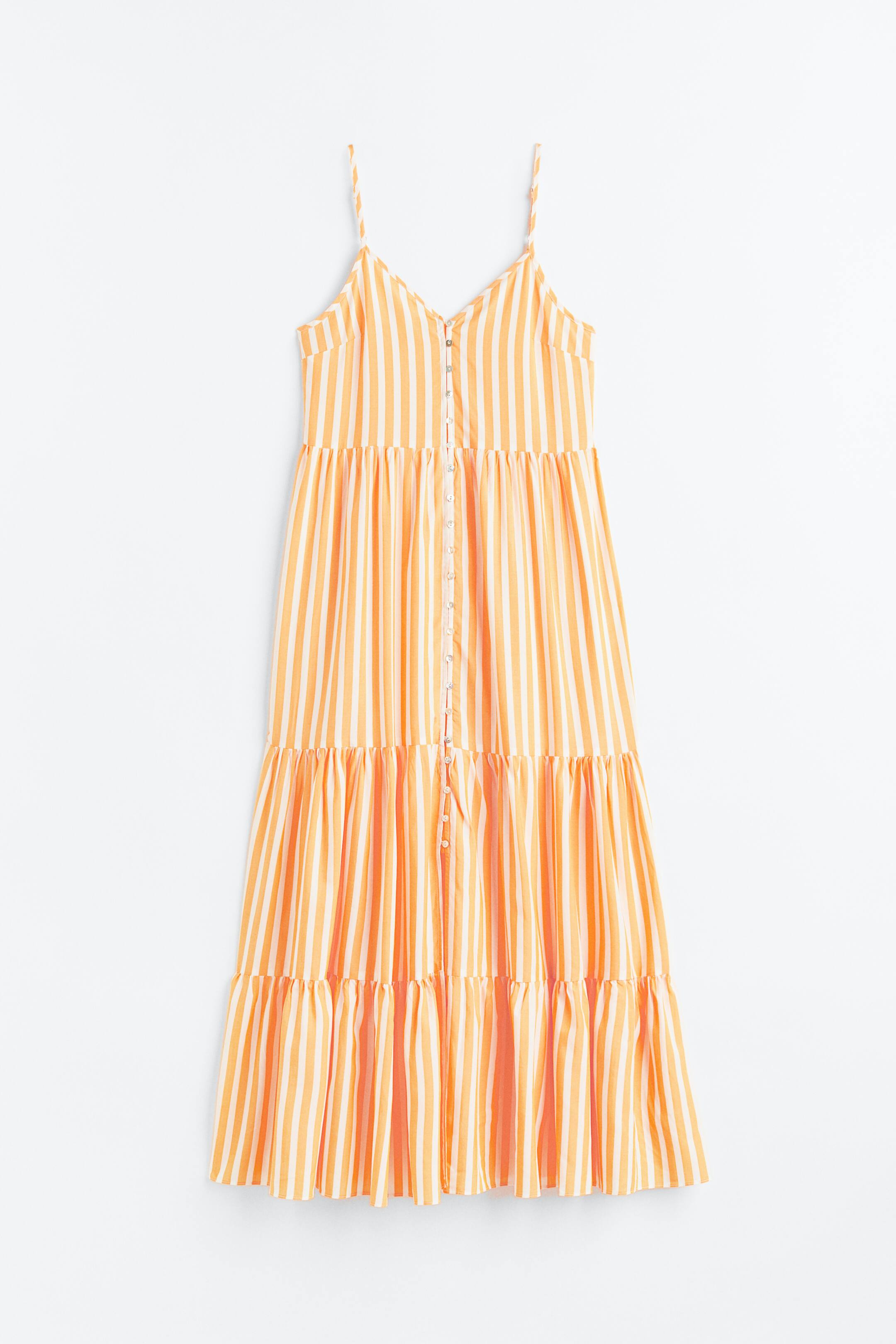 Xem ảnh lớn hơn: Váy viscose pha - Màu cam/Kẻ - Ladies | H&M VN 1