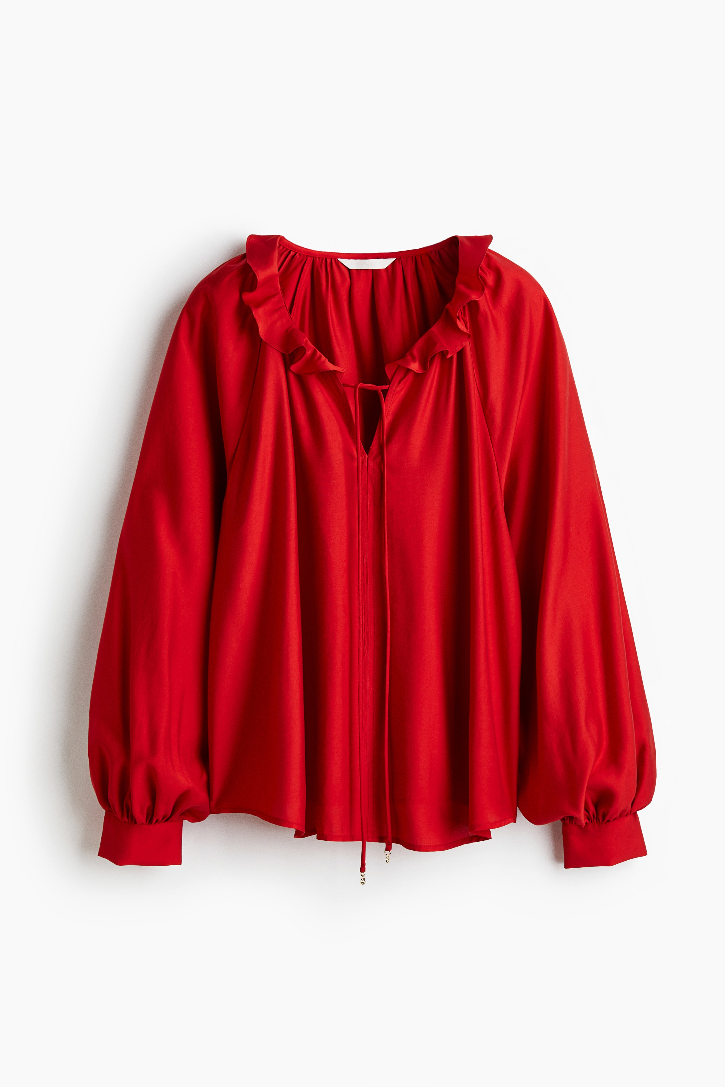 Frill-collar blouse - Bright red/Black/Floral/Cream/Dark grey patterned/Dark red/Patterned