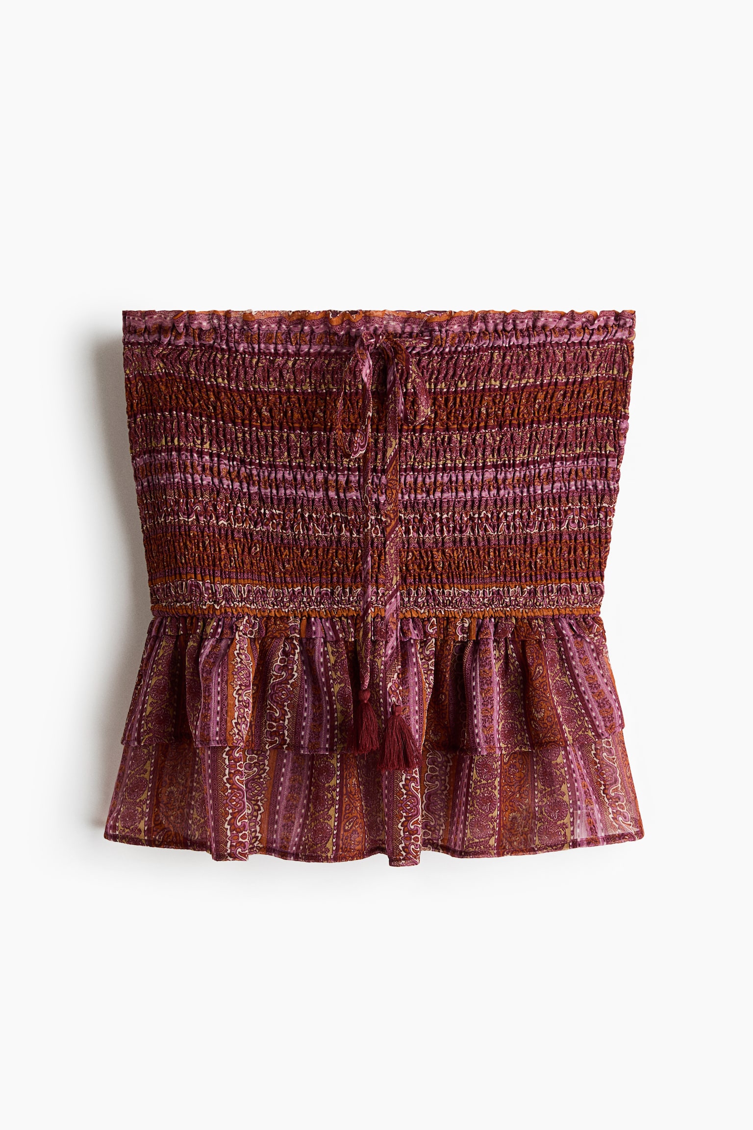 Top bandeau con cuerpo nido de abeja - Naranja/Estampado paisley