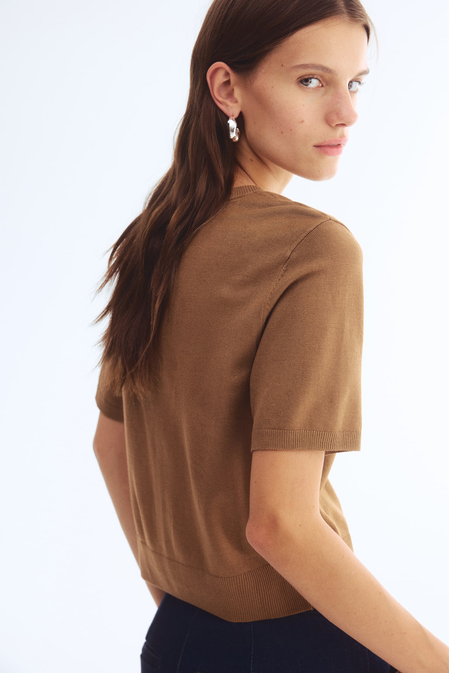 Short-sleeved cardigan - Dark beige/Red - 3