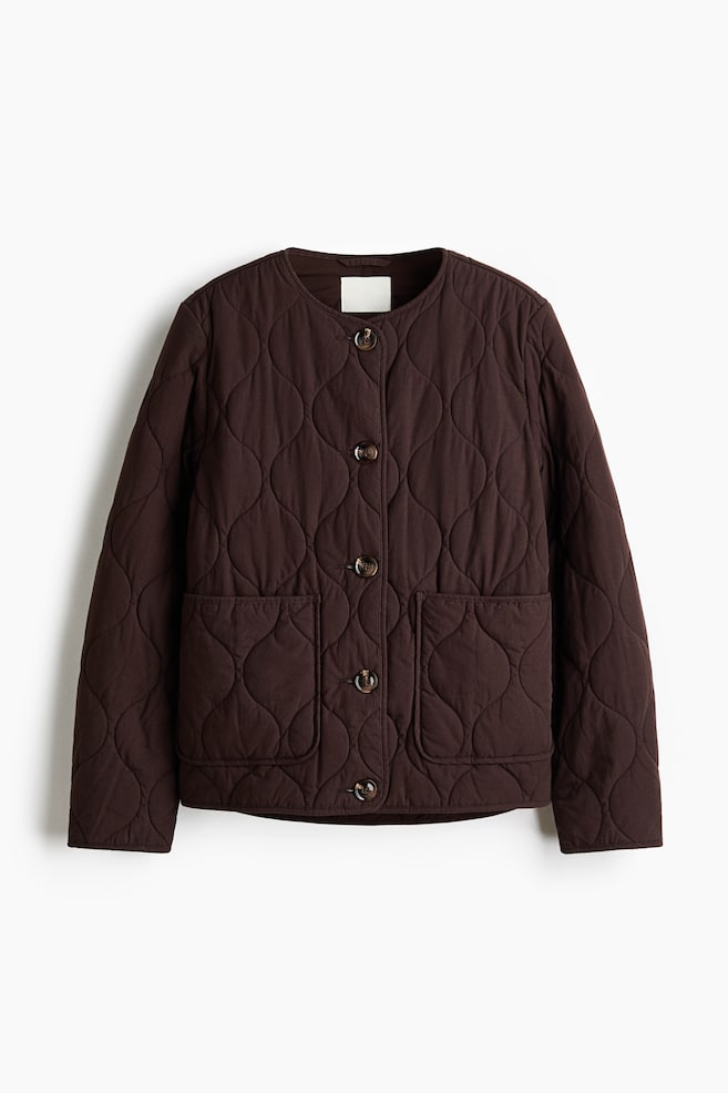 Quilted jacket - Dark brown/Dark khaki green - 1