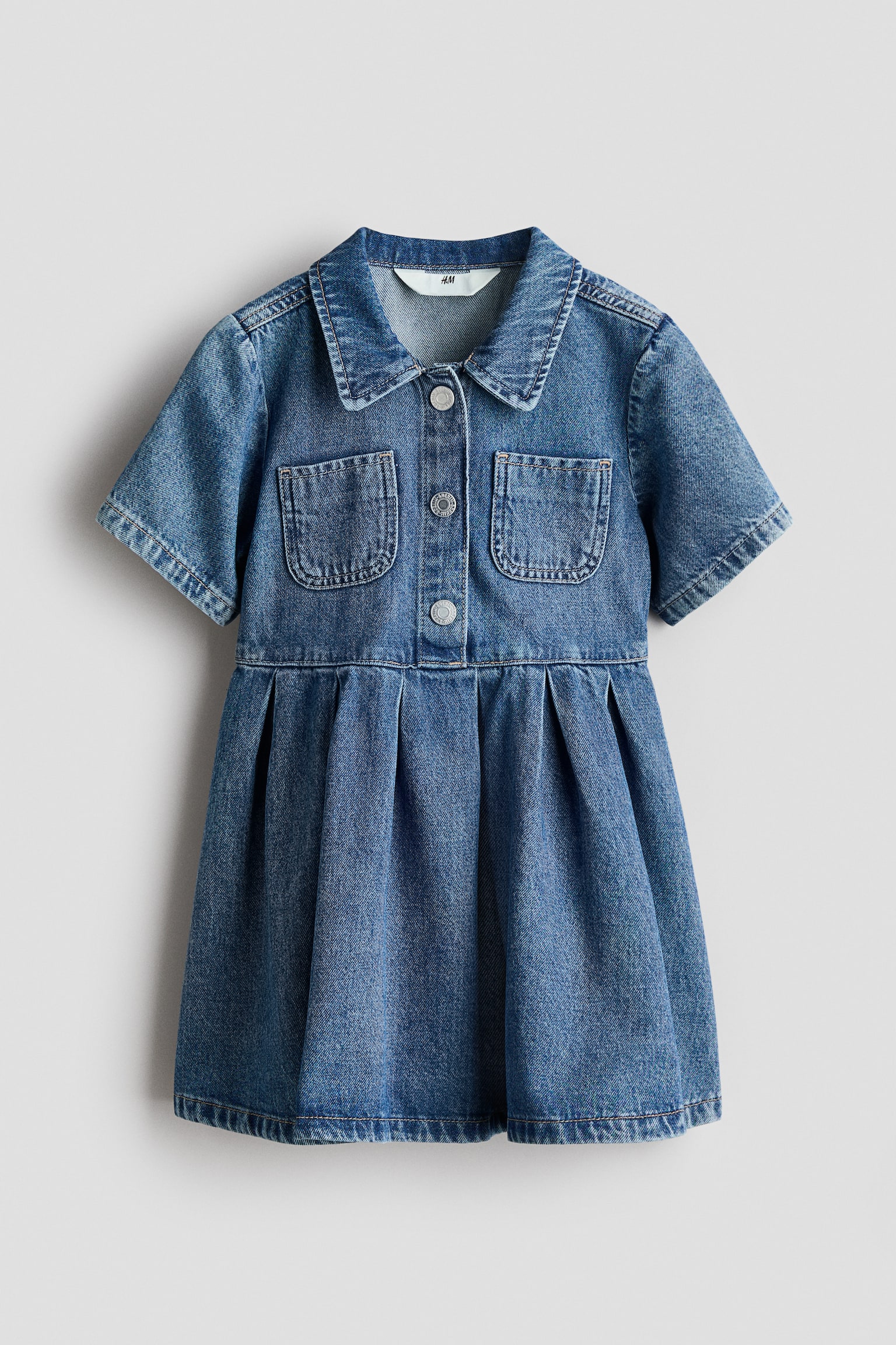 Jeansklänning med krage - Denimblå
