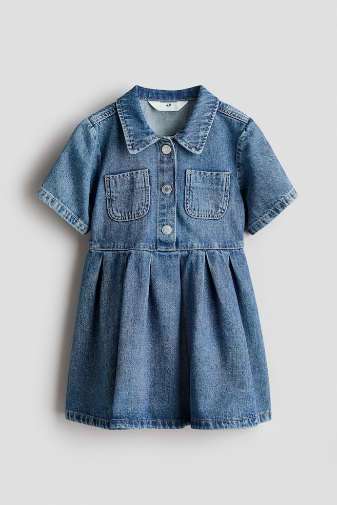 Collared denim dress - Denim blue - 1