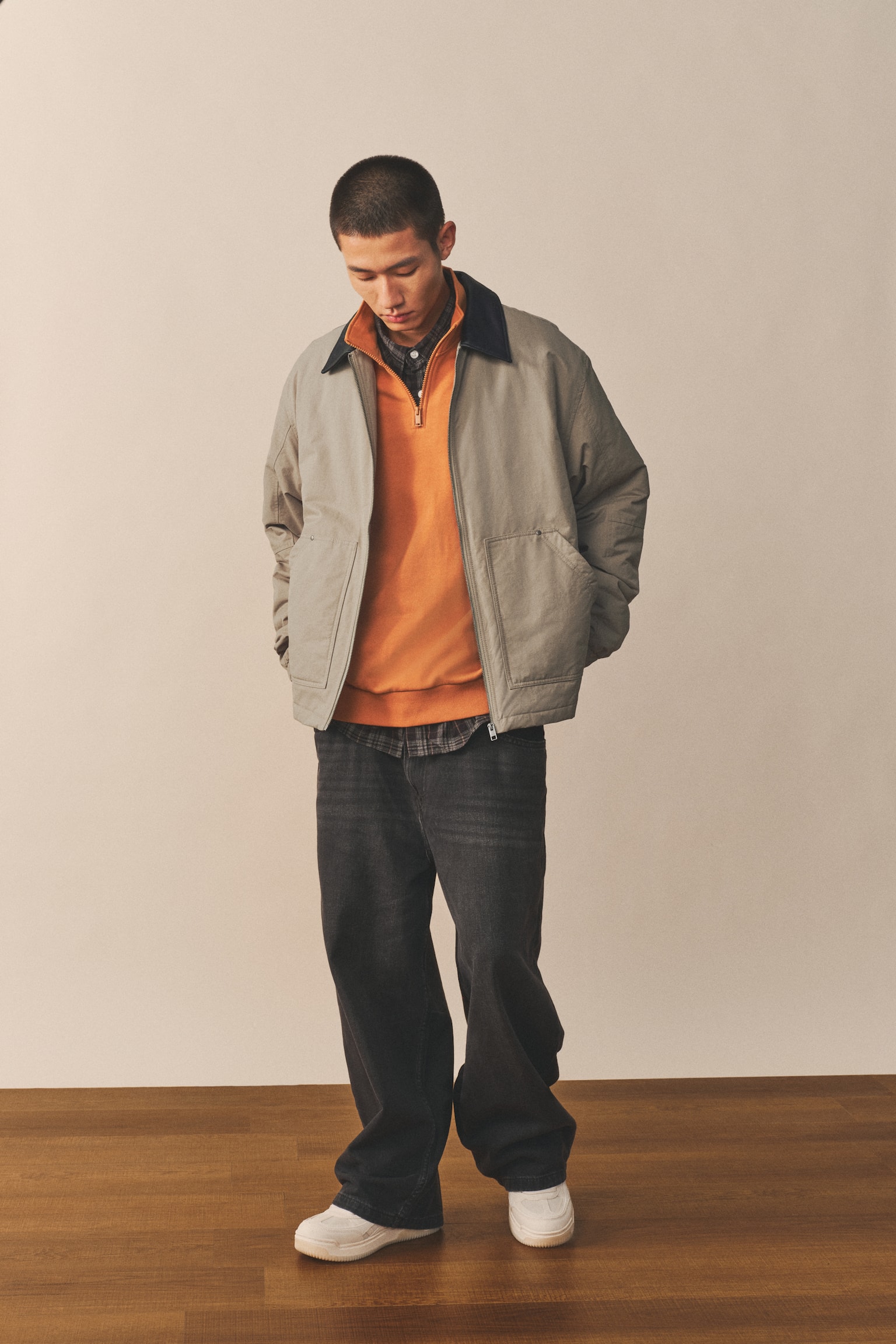 패딩 재킷 루즈핏 - 그린/다크 블루 - 3