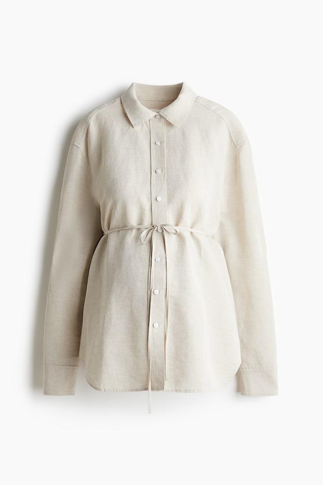 MAMA Before & After Linen-blend shirt - Light beige marl - 1