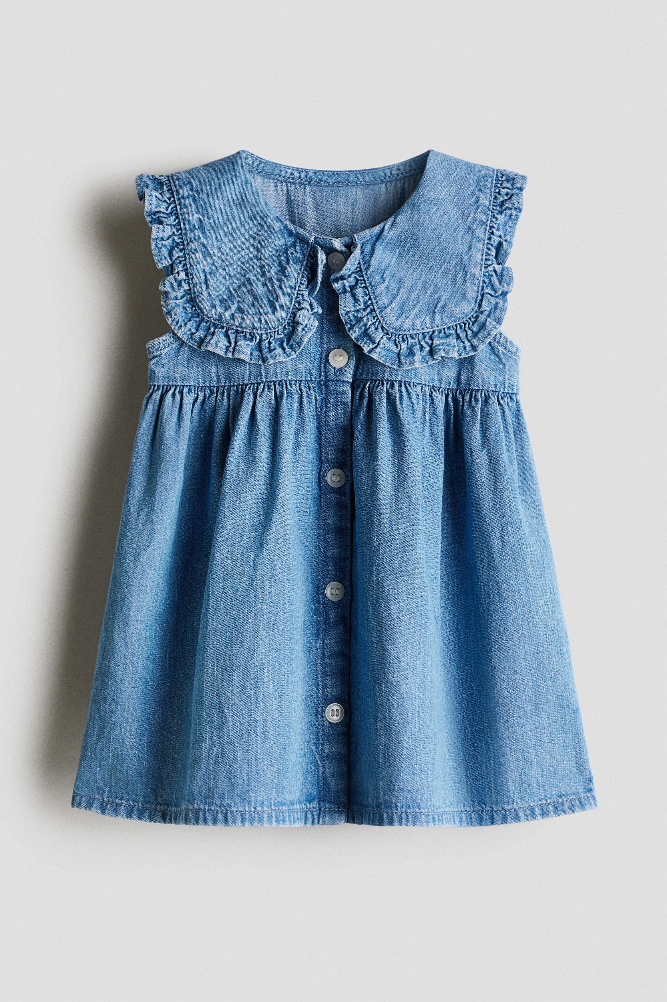 Sailor-collared denim dress - Blue