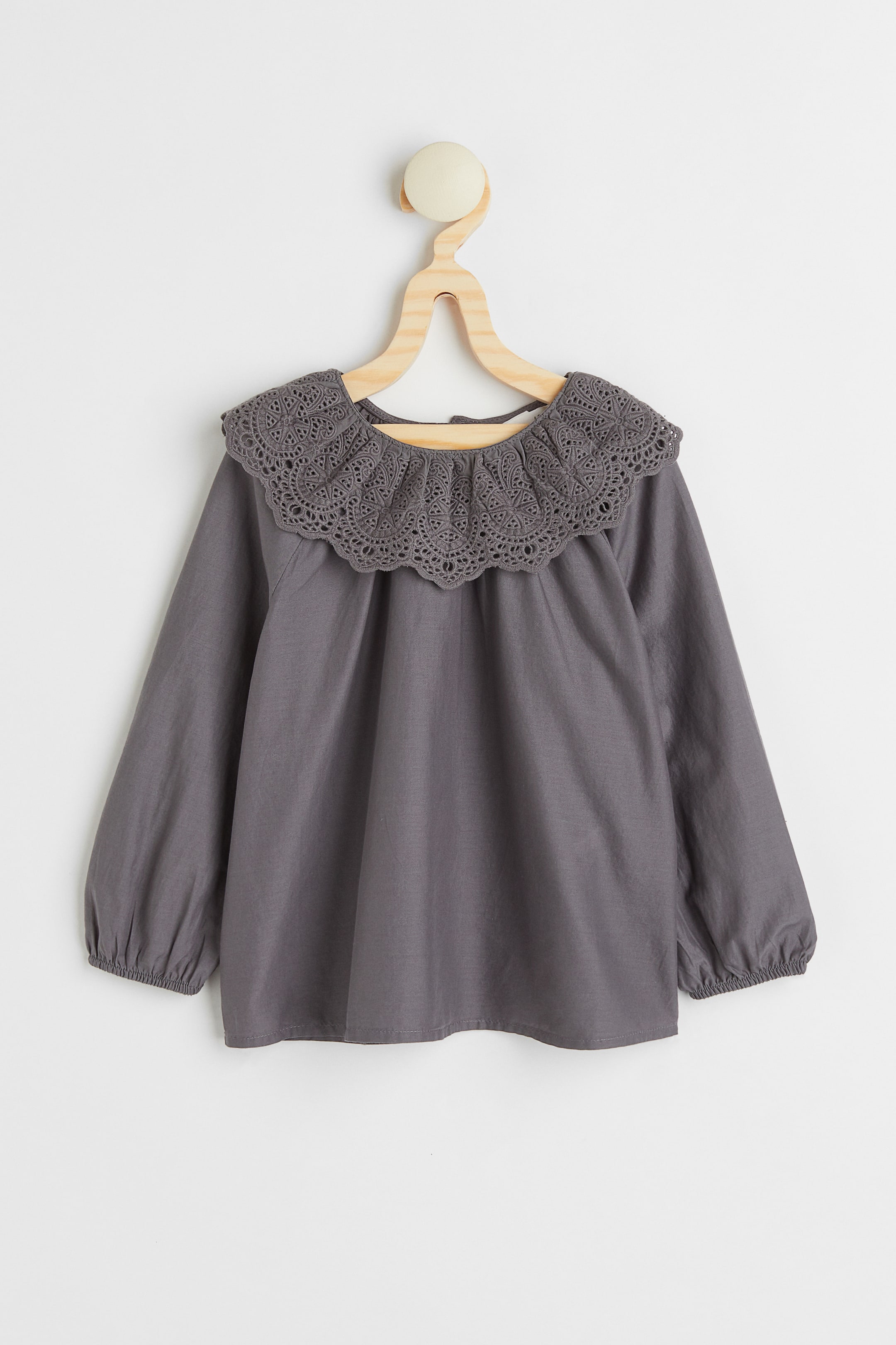 View larger image: Cotton poplin blouse - Light grey - Kids | H&M IE 1