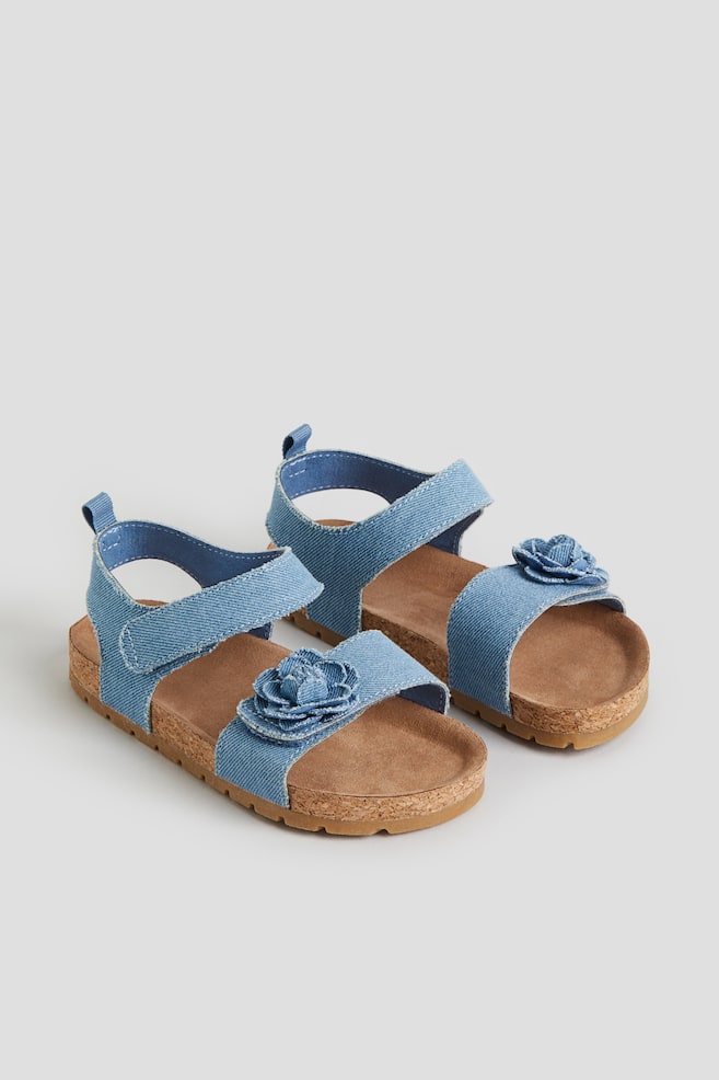 Sandali con chiusura a strappo alla caviglia - Blu denim/fiore/Talpa chiaro/Bianco - 1