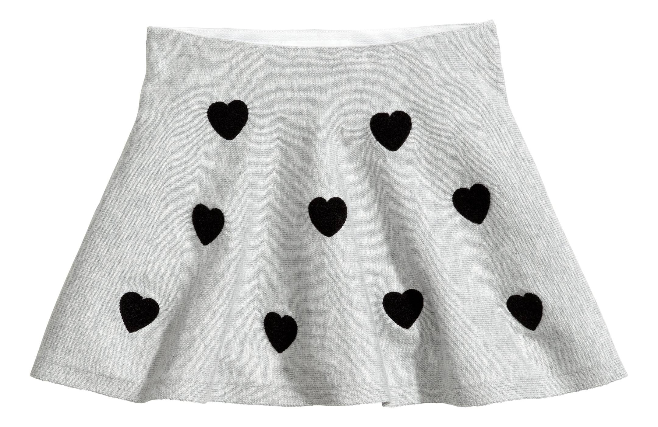 View larger image: Skirt with hearts - Grey marl/Hearts - Kids | H&M GB 1