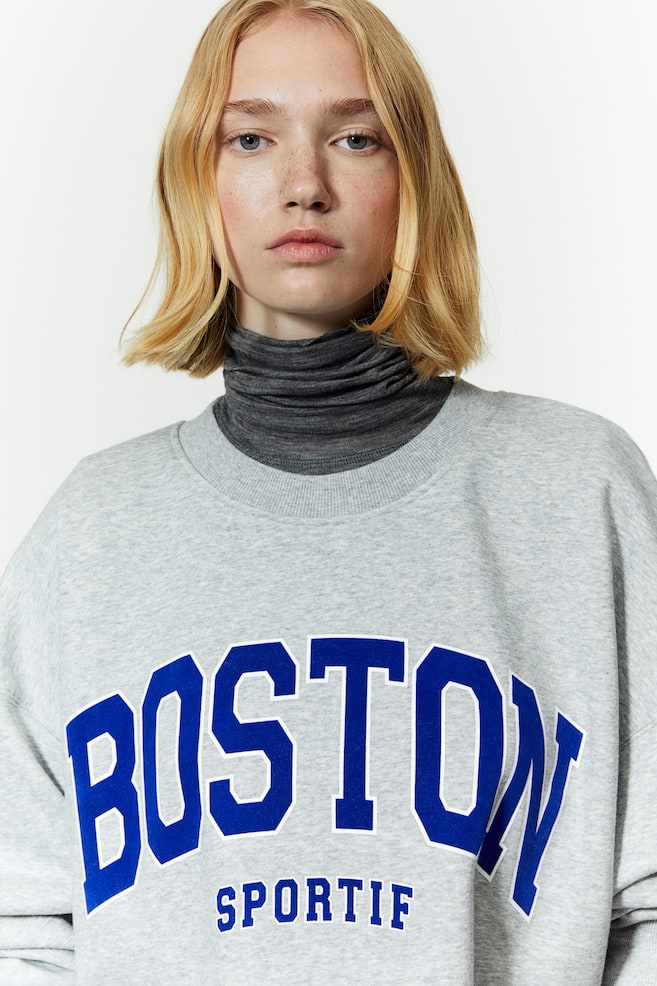 Printed sweatshirt - Light grey marl/Boston - 4