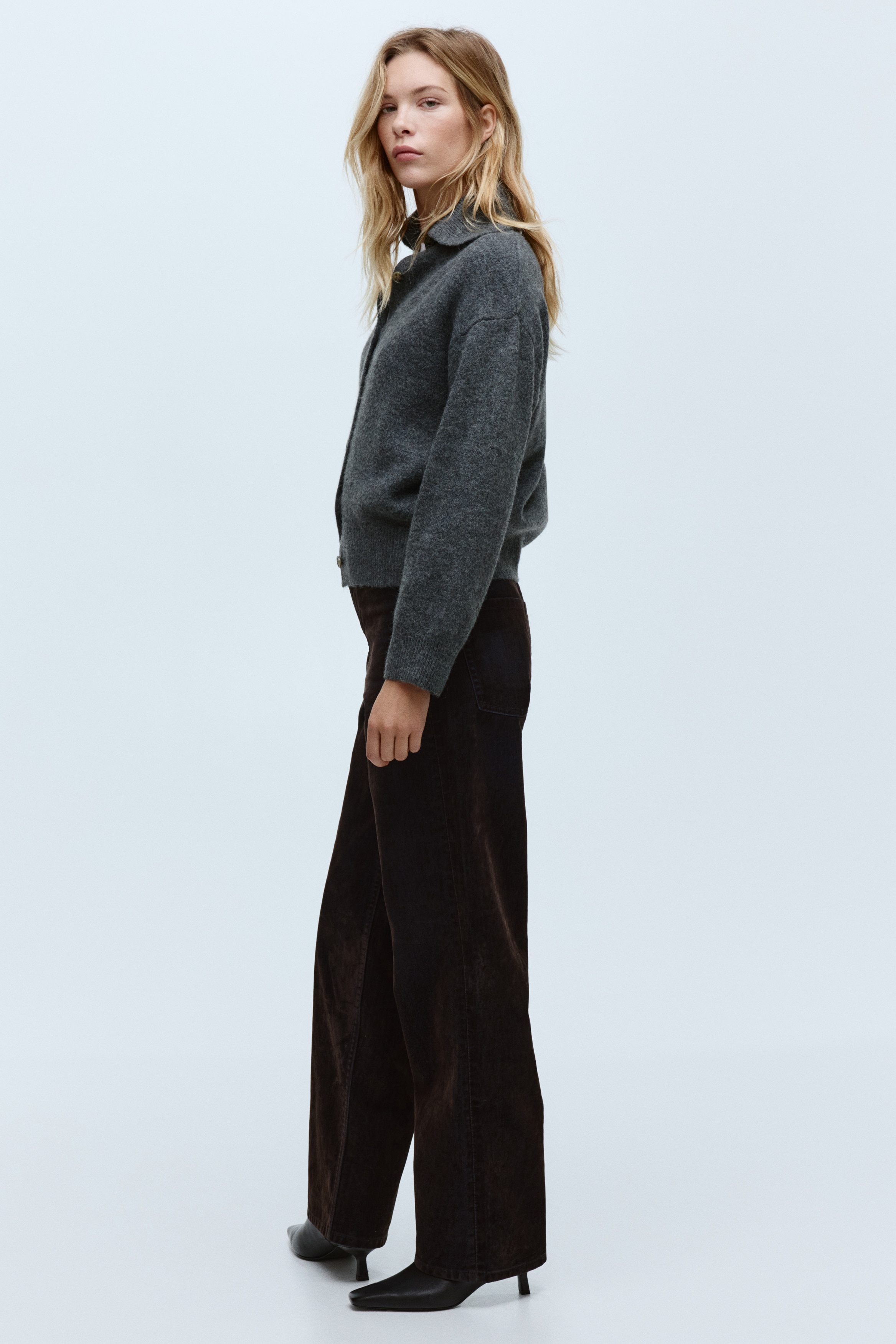 Flocked Straight High Jeans