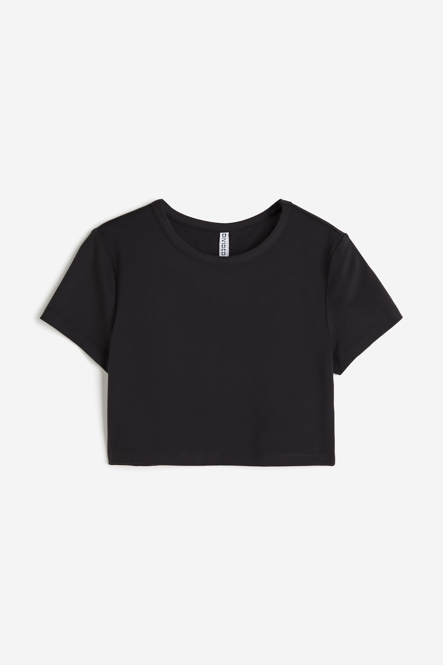 Cropped jersey top - Black/Cream/Dark grey - 1