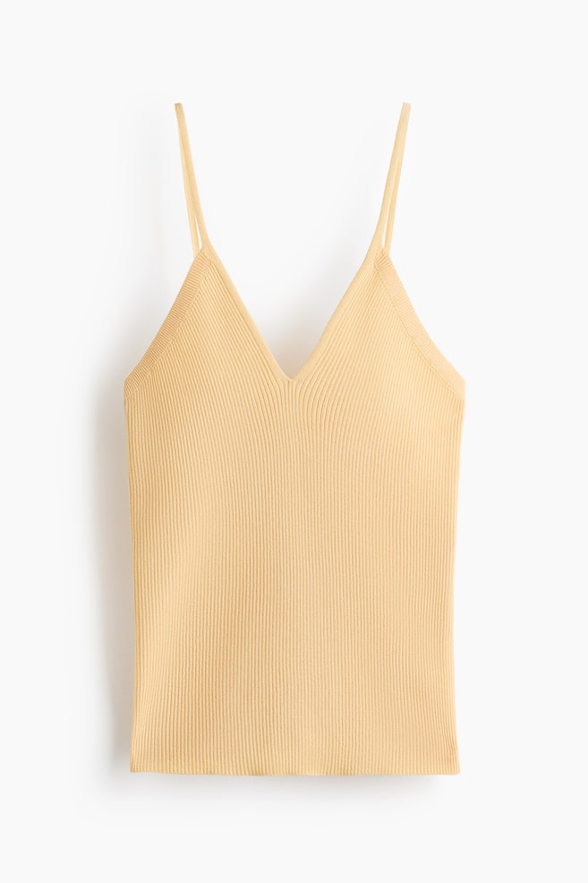 Top in maglia a costine con spalline sottili - Giallo/Nero - 1