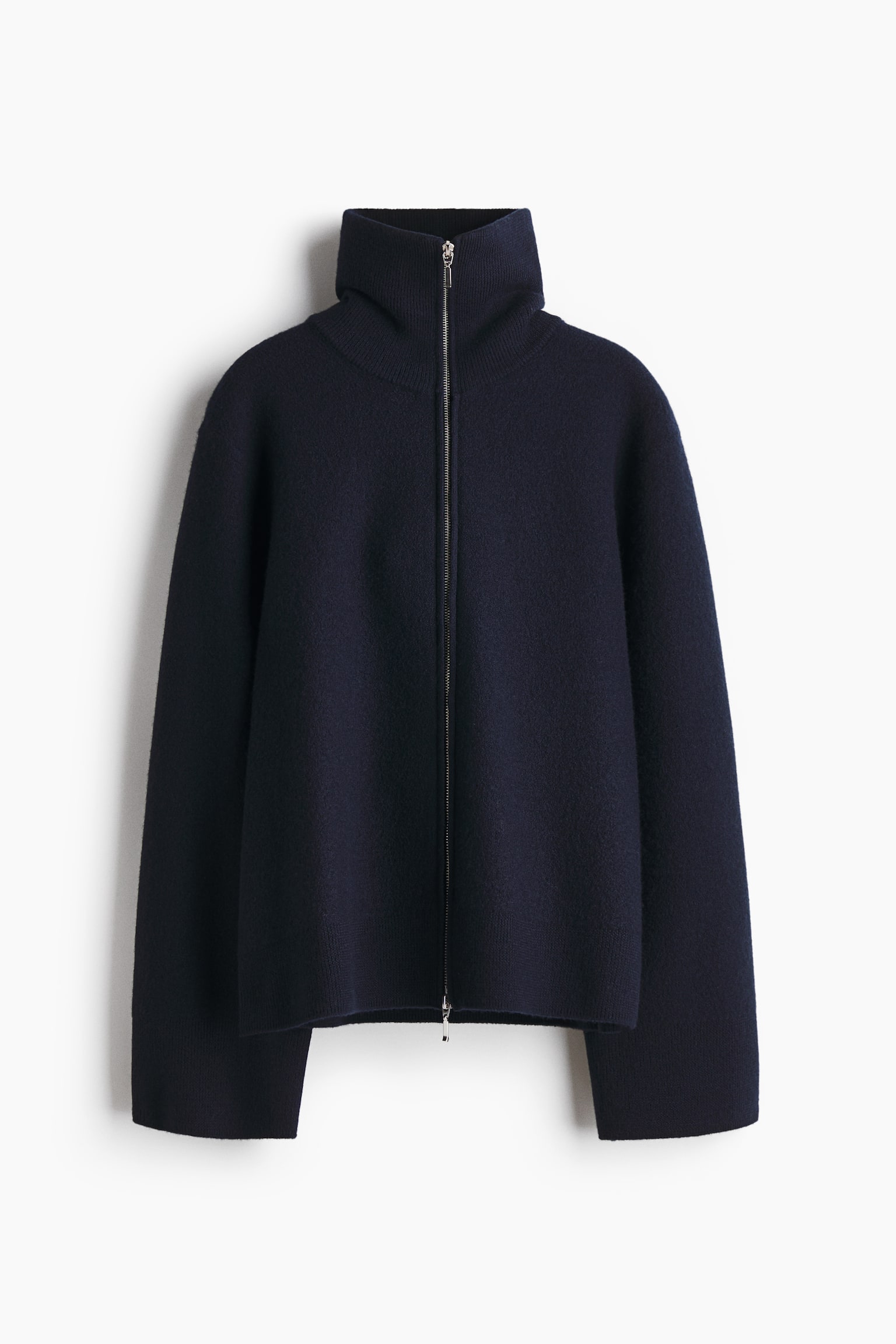 Wool zip-through cardigan - Navy blue - 2