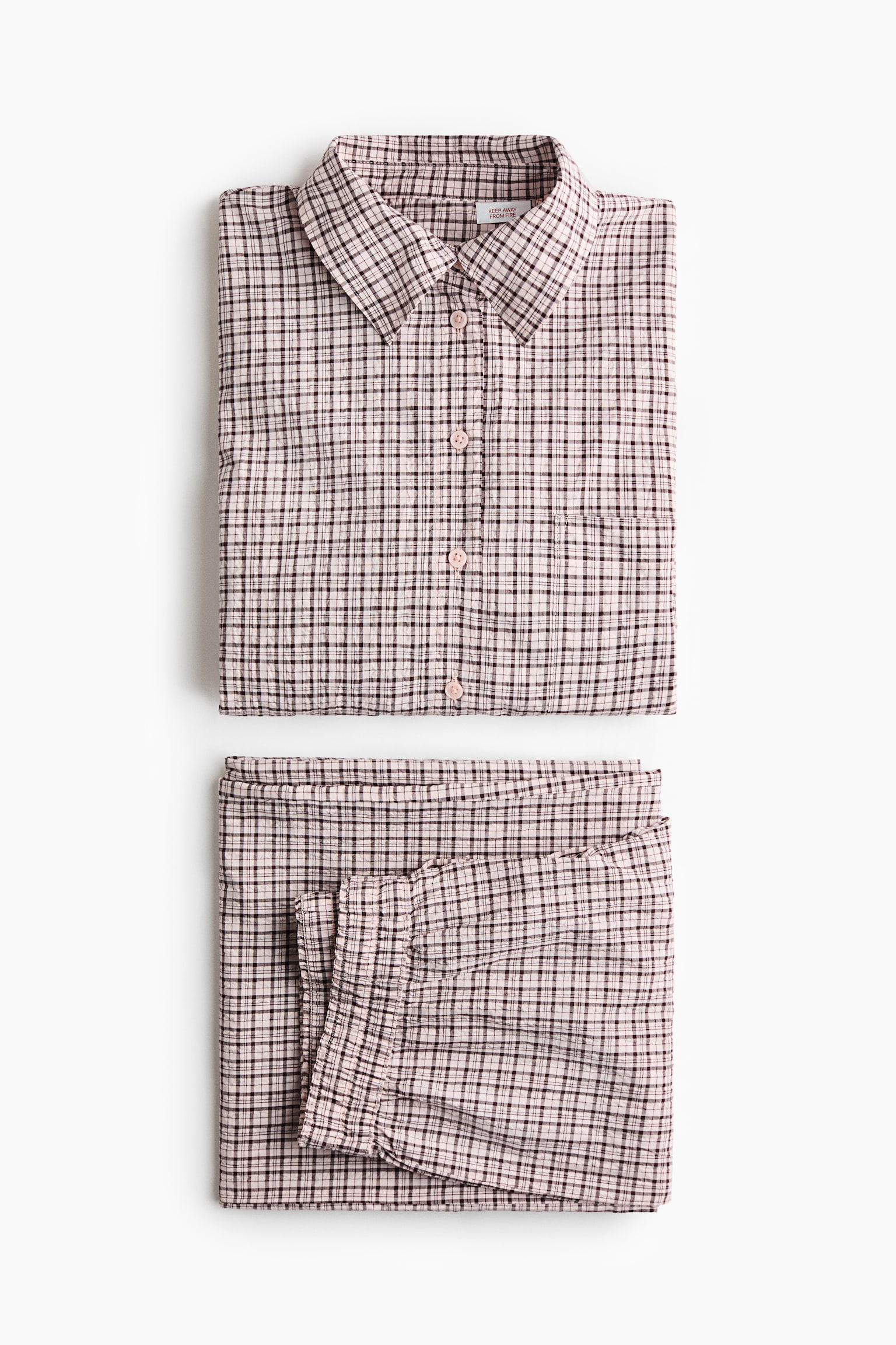 Cotton seersucker pyjamas - Light pink/Checked/Dark blue/Checked - 2