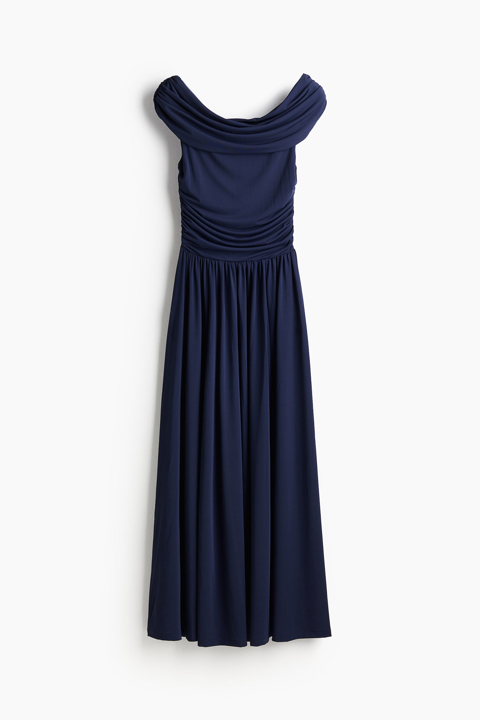 Draped Off The Shoulder Dress - Navy blue/Dusty pink - 2