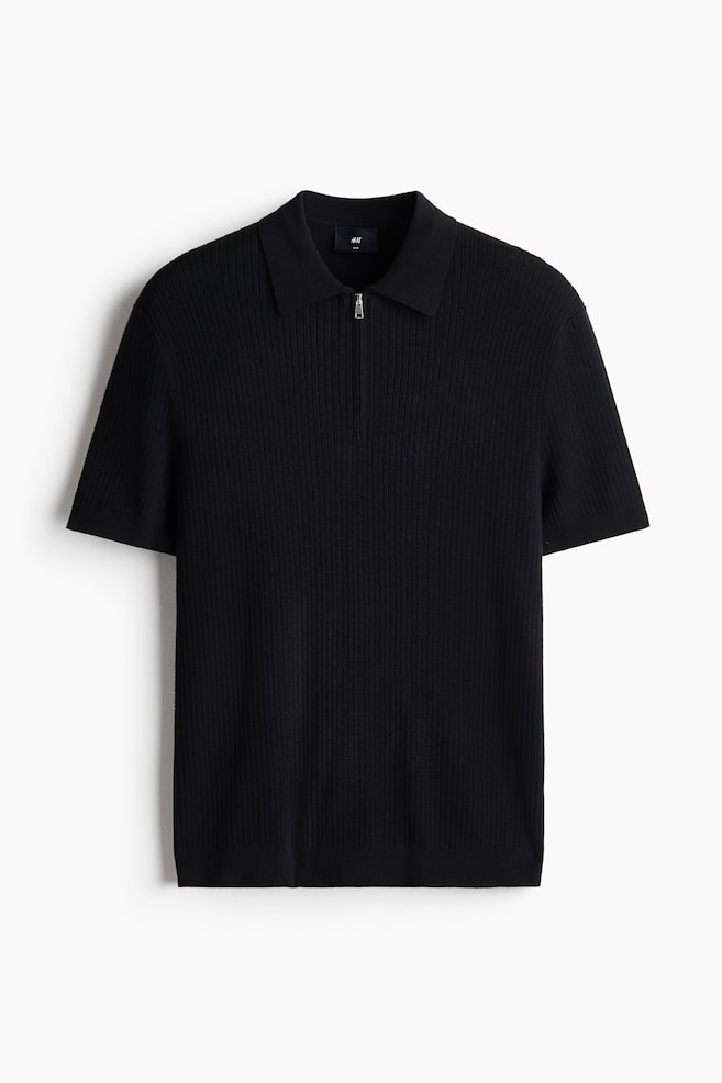 Slim-Fit Polo Shirt - Black/Cream - 1