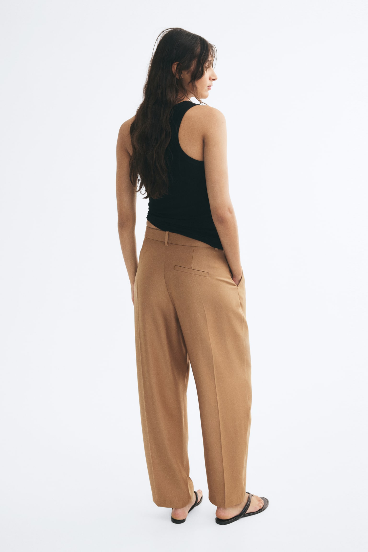 Женские брюки H&M Dressy Barrel-Leg, цвет: Тёмный бежевый — фото 4