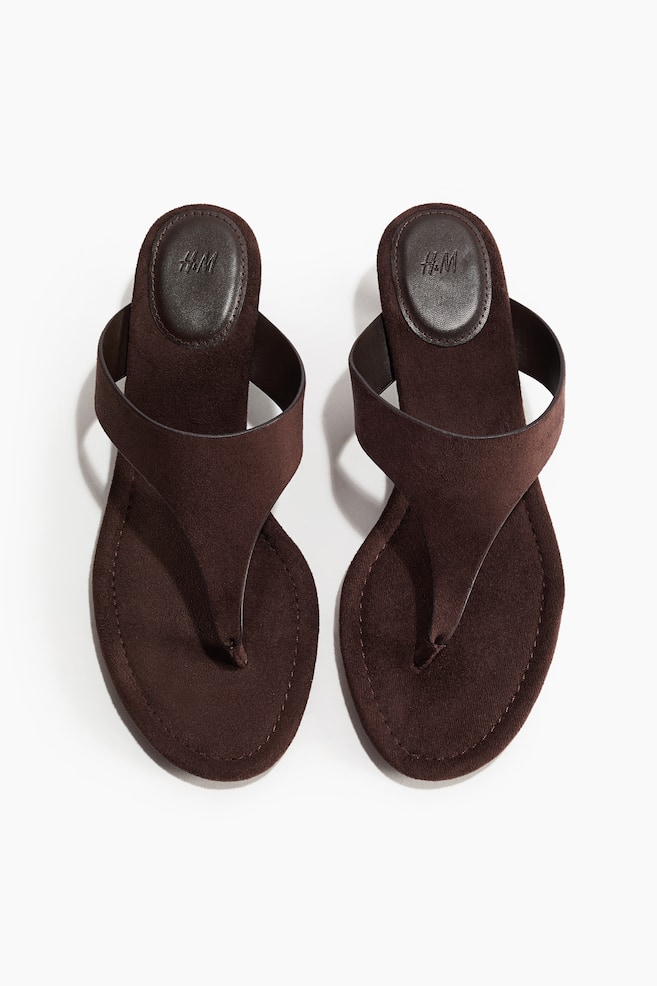 Kitten-Heeled Sandals - Dark brown/Khaki green/Burgundy - 1